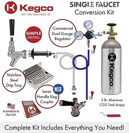 Kegco Ultimate 1-Tap Door Mount Kegerator Conversion Kit with 5 lb. CO2 Tank