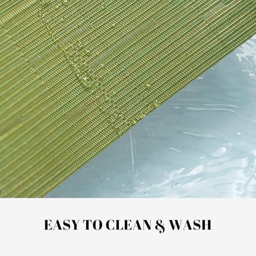Placemats Set of 12 Vinyl/Plastic Woven Place Mats for Kitchen Table Indoor/Outdoor Washable Placemat Wipeable Dining Table Mats (Oliver Green,12)