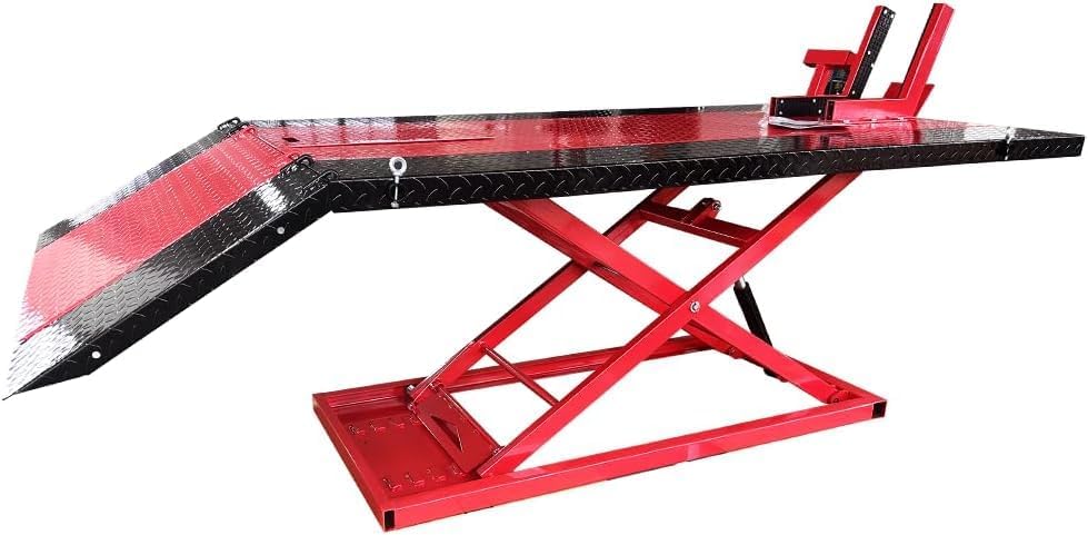 1500lbs Motorcycle Lift Side Extension Motorcycle Jack Table Pedal Hydraulic Pump Lift Table KT-Moto150