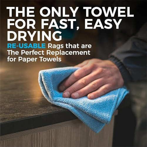 The Rag Company - All-Purpose Microfiber Terry Cleaning Towels - Commercial Grade, Highly Absorbent, Lint-Free, Streak-Free, Kitchens, Bathrooms, Offices, 300gsm, 16in x 16in, Red (12-Pack) - color: Red, size: 16in x 16in