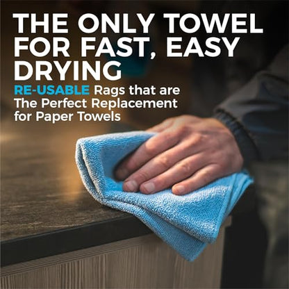 The Rag Company - All-Purpose Microfiber Terry Cleaning Towels - Commercial Grade, Highly Absorbent, Lint-Free, Streak-Free, Kitchens, Bathrooms, Offices, 300gsm, 14in x 14in, Red (12-Pack) - color: Red, size: 14in X 14in