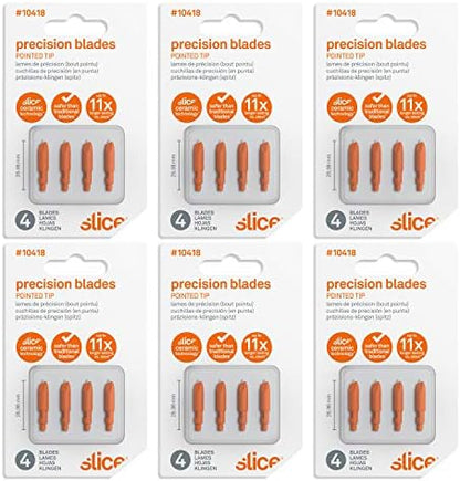 Slice 10418-CS Micro-Ceramic Blade for Slice Precision Cutter, 10416 Replaceable Blade, Lasts up to 11x Longer Than Metal, Blade Cartridge for Hobby Knife, Safer Cutting (24 Pack)
