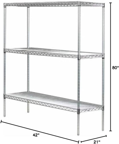 Omega 21" Deep x 42" Wide x 80" High 3 Tier Chrome Starter Shelving Unit