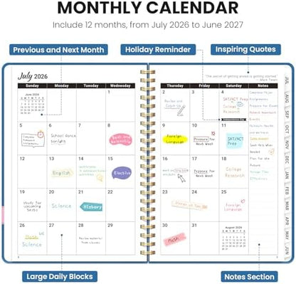 Large Planner 2026-2027, A4 (8.5" x 11") Hardcover Weekly & Monthly Planner July 2026 - June 2027 with Monthly Tabs, Academic Planner for School, Work and Office, Submerged Dalmatians