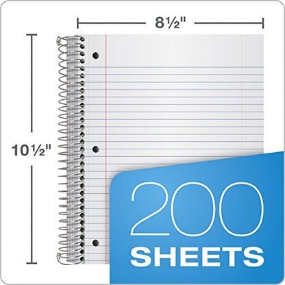 Oxford Spiral Notebooks, 5-Subject, Writing Journals, Wide Ruled Paper, Durable Plastic Cover, 200 Sheets, 5 Durable Divider Pockets, 2 Pack, Black and Blue (10387)