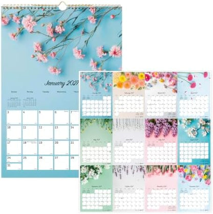 Blueline® 2027 Colorful Monthly Wall Calendar, 12 Months, January to December, Gold Twin-Wire Binding, 12" x 17", Romantic (C173122)