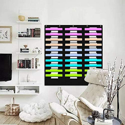 EAMAY Hanging File Folder Organizer - 30 Pockets and 5 Over the Door Hanger, Wall Mount Document Letter Organizer/ Pocket Chart Office Supplies Office Bill Organizer for Home School Classroom Planner