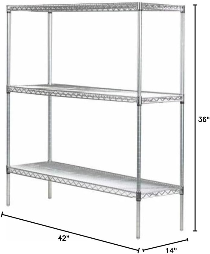 Omega 14" Deep x 42" Wide x 36" High 3 Tier Gray Starter Shelving Unit