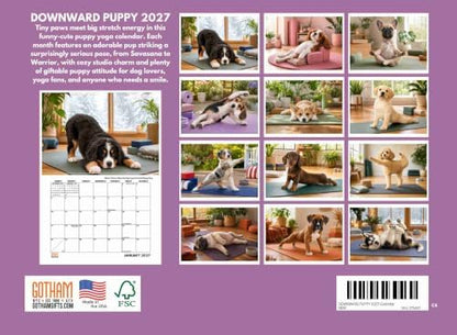 Downward Puppy Cute Puppies Funny Yoga Poses 2027 Calendar