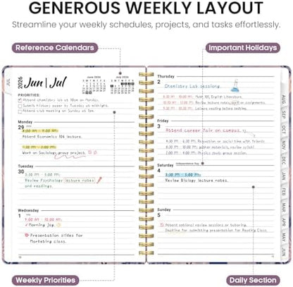 Planner 2026-2027, Monthly & Weekly Jul 2026-Jun 2027 Calendar Planner