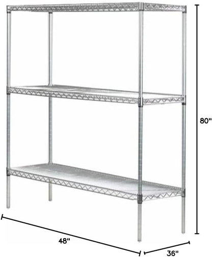 Omega 36" Deep x 48" Wide x 80" High 3 Tier Chrome Starter Shelving Unit