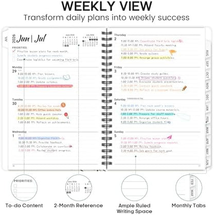 Planner 2026-2027, Weekly & Monthly Academic Calendar, Jul 2026 – Jun 2027