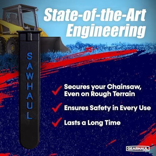 SawHaul Universal Tractor Chainsaw Holder - Made in Kansas USA - Fixed Mount Chainsaw Carrier (28" Blue) Compatible w/All Brands
