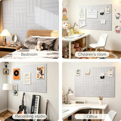 0.47" Thick Felt Wall Tiles 48"x36" Cork Board Alternative 12 Pack 11.81"x11.81"Felt Bulletin Board Pin Board with Removable Adhesive Tape&60 Pushpins for Home Office School(Bold-Light Camel)