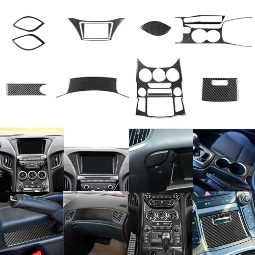 Auto Decorations Center Control, Dashboard Trim Stickers Real Carbon Fiber Decals Compatible with Hyundai Genesis Coupe 2013 2014 2015 2016 Car Accessories - color: Center Control&dash Set