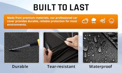 Car Covers for Automobiles All Weather Waterproof with Silver Stripe Design, Universal Fit Kia Stinger K5/Optima, Chevy Malibu, Cadillac CT4, BMW 3 Series(19-25), Benz C-Class(22-25) - size: 1-C3 Fit Sedan Length 186-193 inch