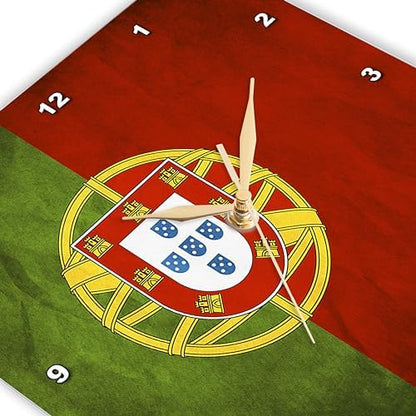 3drose Portugal Flag Wall Clock, 10 by 10-Inch