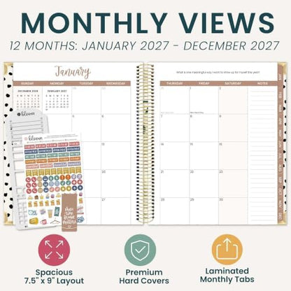 bloom daily planners 2027 Hardcover Goal & Vision Planner (January - December 2027) - Monthly & Weekly Calendar Year Agenda Organizer - 7.5" x 9" - Simply Spotted