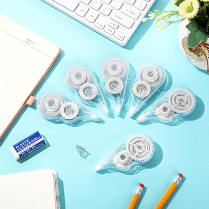 AmazingSpark 30 Pcs Correction Tape Bulk 39.4 ft White Wrong out Tear-resistant Instant Corrections Easy to Use Applicator for School, Office, Note Taking, Journal, Tape Width 0.2in (Clear)