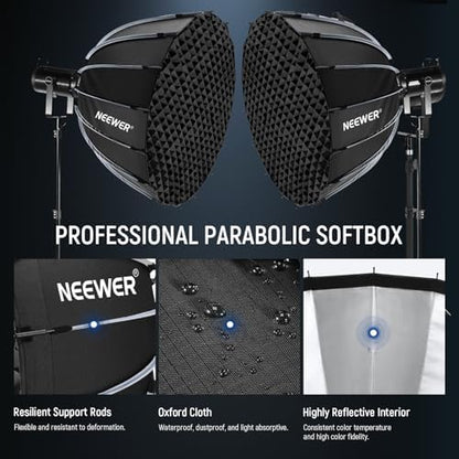 NEEWER Parabolic Softbox Kit, 35.4" Bowens Mount Soft Box, NS72P