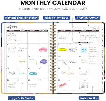 Large Planner 2026-2027, A4 (8.5" x 11") Hardcover Weekly & Monthly Planner July 2026 - June 2027 with Monthly Tabs, Academic Planner for School, Work and Office, Whisker Mosaic