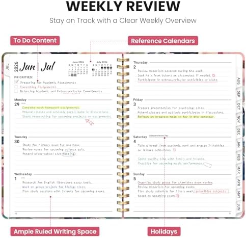 Large Planner 2026-2027, A4 (8.5" x 11") Hardcover Weekly & Monthly Planner July 2026 - June 2027 with Monthly Tabs, Academic Planner for School, Work and Office, Petaline Wash