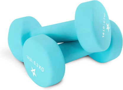 Yes4All Neoprene Coated Dumbbell Hand Weight Sets of 2 - Multiple Weight Options with 15 Colors, Anti-roll, Anti-Slip, Hexagon Shape