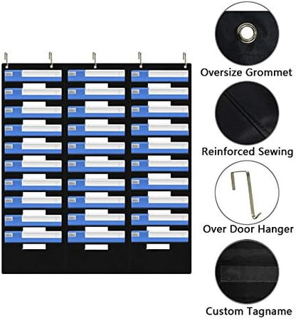 EAMAY Hanging File Folder Organizer - 30 Pockets and 5 Over the Door Hanger, Wall Mount Document Letter Organizer/ Pocket Chart Office Supplies Office Bill Organizer for Home School Classroom Planner