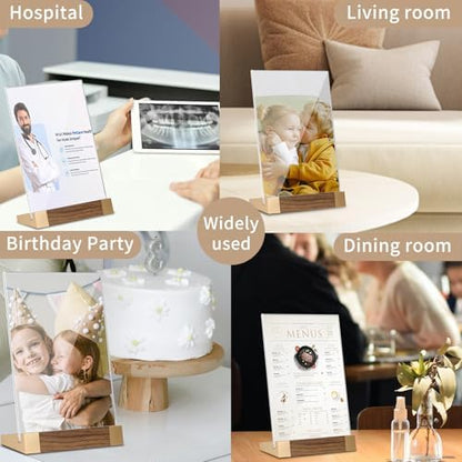 LIANHELILAI Acrylic Sign Holder 5X7, L-Shape Vertical 2 Pack for Tabletop