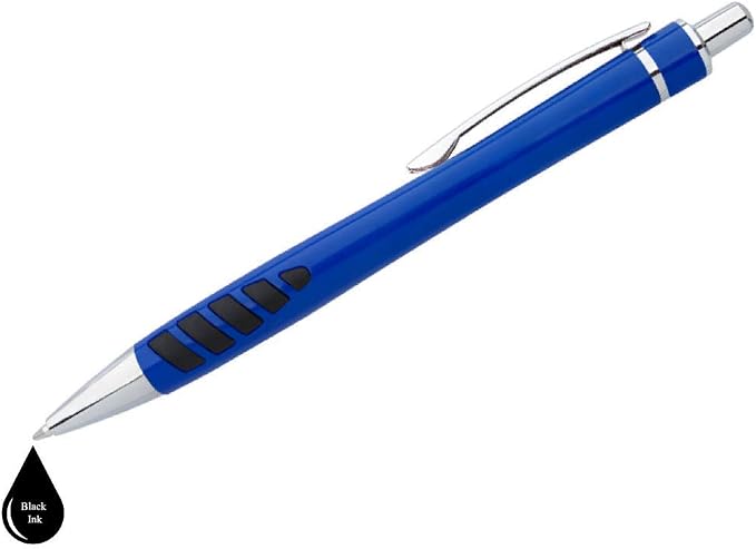 ExpressDesigns™ - Your Name or Imprint on our Custom Printed Addison Ballpoint Pen - Rubber Grip For Writing Comfort And Control, black ink, medium point - 12 Pack (Dark Blue)