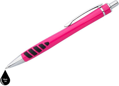 ExpressDesigns™ - Your Name or Imprint on our Custom Printed Addison Ballpoint Pen - Rubber Grip For Writing Comfort And Control, black ink, medium point - 12 Pack (Pink)