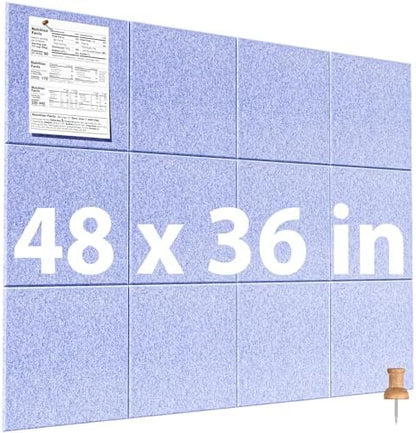 MaxGear Felt Bulletin Board 48" x 36", Light Blue Felt Wall Tile Wall Decor