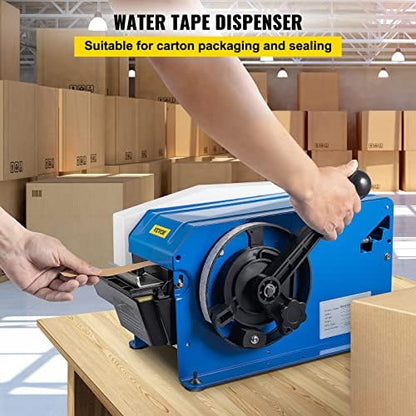 VEVOR Water-Activated Tape Dispenser, Maximum 39.4" x 3.94" Tape, Adjustable Length, Width & Water Level, Manual Tape Dispenser w/Water Brush, Carton Packaging for Express Box, Gift Box