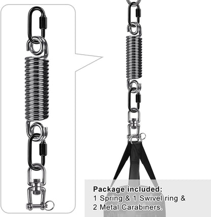 SELEWARE Heavy Bag Spring, Punching Bag Hanging Kit with Swivel & 2 Carabiners, 360 Rotational Hanging Accessory for Boxing Bag