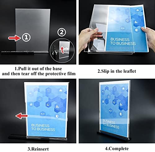 Acrylic Sign Holder 8.5x11 Vertical,Clear Double-Sided Stand Plastic Picture Frames Paper Holder Menu Table Display Stand Flyer Document Holder Tabletop Sign Holder for Home, Store Office,2Pack