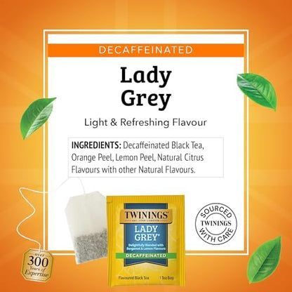 Twinings Decaffeinated Lady Grey Black Citrus Tea Bags, 20 CT Box (6 Pack)