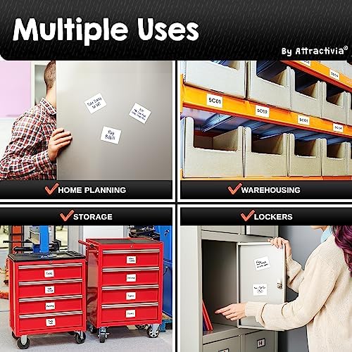Attractivia Dry Erase Magnetic Labels 2.8 x 1.8 in, Small Dry Erase Magnets, 40-Pack, White Erasable Write-On All-Purpose Labels, for Office, Education, Home, Whiteboard