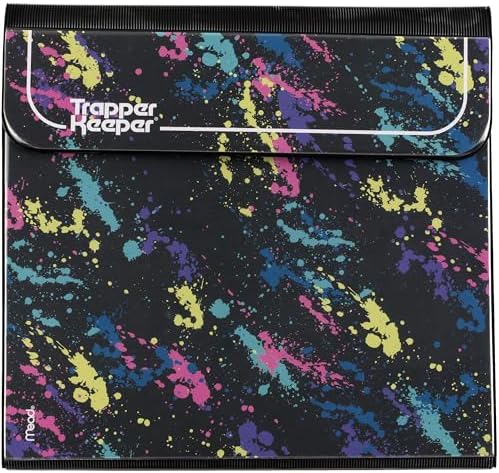 Mead Trapper Keeper Binder, Retro Design, 1 Inch Binder with Folders and Pockets, Holds 8-1/2" x 11" Paper, Paint Splatter (260038FO-ECM)