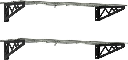 SafeRacks Wall Shelves - 2 Pk 12"x36" Wall Mountable Shelving Unit for Storage Rack, Pantry Shelves, or Utility Shelving, Heavy Duty Shelves w/ 4 Versatile Accessory Hooks, 300lbs Capacity, Hammertone