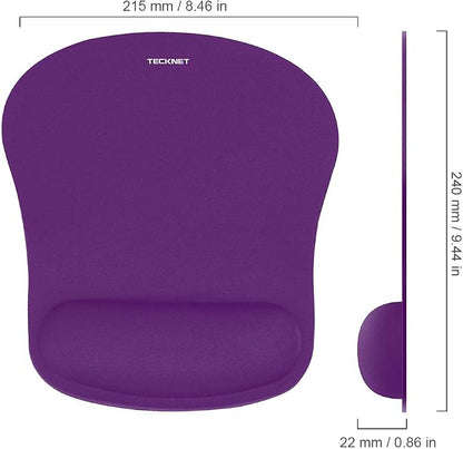 TECKNET 2 Pack Gaming Ergonomic Mouse Pad with Wrist Support Purple | Soft Memory Foam, Fast Rebound, Pain Relief，Waterproof Surface, Non-slip Base