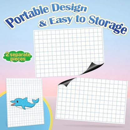 Aizweb Giant Magnetic Graph Paper,Dry Erase Grid Graphing for Classroom Whiteboard Accessories,Chart Paper Teacher Must Have Homeschool Teaching Supplies,Teacher Essential,21.5" x 16.5"
