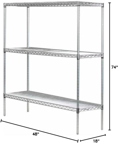 Omega 18" Deep x 48" Wide x 74" High 3 Tier Gray Starter Shelving Unit