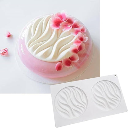 mostsom Silicone Molds Baking Mold for Mousse Cake, Silicone Mold for Chocolate, French Dessert Mold for Pastry Chocolate, Reusable Non-Stick Easy Release Baking Molds (D_ Round Wave)