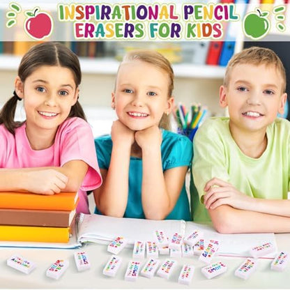 50 Pcs Back to School Inspirational Pencil Erasers for Kids Bulk