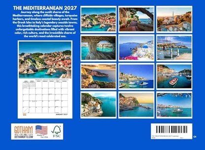 Mediterranean Calendar 2027 Monthly Wall Calender 12 Month