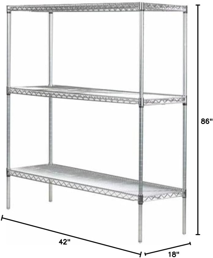 Omega 18" Deep x 42" Wide x 86" High 3 Tier Chrome Starter Shelving Unit