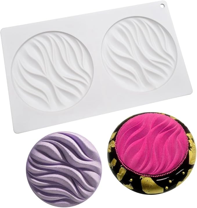 mostsom Silicone Molds Baking Mold for Mousse Cake, Silicone Mold for Chocolate, French Dessert Mold for Pastry Chocolate, Reusable Non-Stick Easy Release Baking Molds (D_ Round Wave)