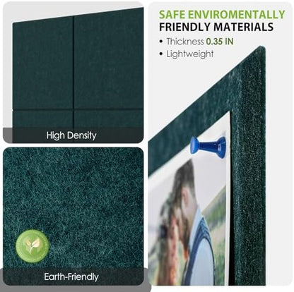 MaxGear Felt Bulletin Board 36" x 24", Dark Green Felt Wall Tiles Push Pins