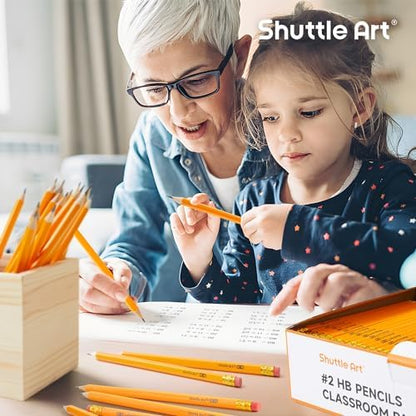 Shuttle Art Wood-Cased #2 HB Pencils, 350 Pack Sharpened Yellow Pencils with Erasers, Bulk Pack Graphite Pencils for School and Teacher Supplies, Writing, Drawing and Sketching