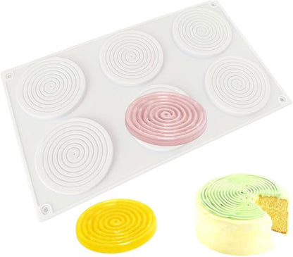 6 Holes Vortex Shape Silicone Mold for Baking Mousse Cake Ice Cream Dessert Pudding Brownie Pastry Fondant Jelly Cake Decoration Mold